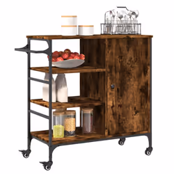 vidaXL Kitchen Trolley Rolling Cart Storage Cart Smoked Oak Engineered Wood - Additional view 4