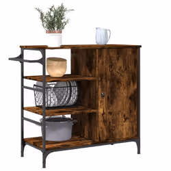 vidaXL Kitchen Trolley Rolling Cart Storage Cart Smoked Oak Engineered Wood - Additional view 5