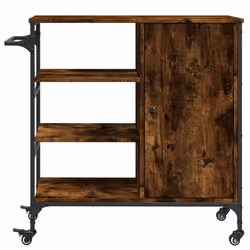 vidaXL Kitchen Trolley Rolling Cart Storage Cart Smoked Oak Engineered Wood - Additional view 7