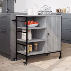 vidaXL Kitchen Trolley Rolling Cart Storage Cart Grey Sonoma Engineered Wood - Additional view 2