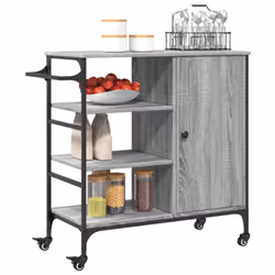 vidaXL Kitchen Trolley Rolling Cart Storage Cart Grey Sonoma Engineered Wood - Additional view 4