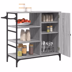vidaXL Kitchen Trolley Rolling Cart Storage Cart Grey Sonoma Engineered Wood - Additional view 6