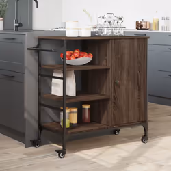 vidaXL Kitchen Trolley Rolling Cart Storage Cart Brown Oak Engineered Wood