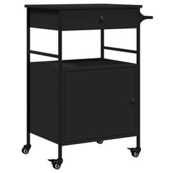 vidaXL Kitchen Trolley Rolling Cart Storage Cart Trolley Black Engineered Wood