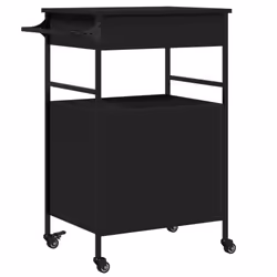 vidaXL Kitchen Trolley Rolling Cart Storage Cart Trolley Black Engineered Wood - Additional view 10