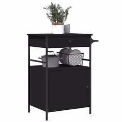vidaXL Kitchen Trolley Rolling Cart Storage Cart Trolley Black Engineered Wood - Additional view 4