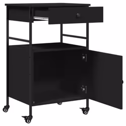 vidaXL Kitchen Trolley Rolling Cart Storage Cart Trolley Black Engineered Wood - Additional view 7