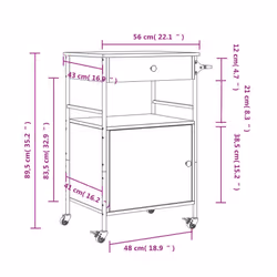 vidaXL Kitchen Trolley Rolling Cart Storage Cart Sonoma Oak Engineered Wood - Additional view 3