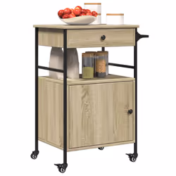 vidaXL Kitchen Trolley Rolling Cart Storage Cart Sonoma Oak Engineered Wood - Additional view 5