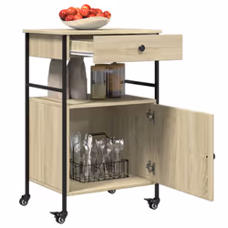 vidaXL Kitchen Trolley Rolling Cart Storage Cart Sonoma Oak Engineered Wood - Additional view 6