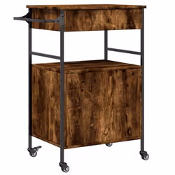 vidaXL Kitchen Trolley Rolling Cart Storage Cart Smoked Oak Engineered Wood - Additional view 10