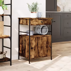 vidaXL Kitchen Trolley Rolling Cart Storage Cart Smoked Oak Engineered Wood