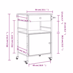 vidaXL Kitchen Trolley Rolling Cart Storage Cart Smoked Oak Engineered Wood