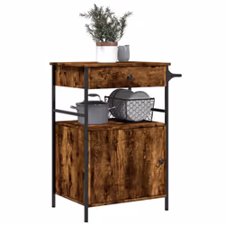 vidaXL Kitchen Trolley Rolling Cart Storage Cart Smoked Oak Engineered Wood - Additional view 4