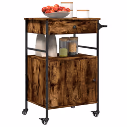 vidaXL Kitchen Trolley Rolling Cart Storage Cart Smoked Oak Engineered Wood - Additional view 5