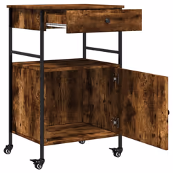 vidaXL Kitchen Trolley Rolling Cart Storage Cart Smoked Oak Engineered Wood - Additional view 7