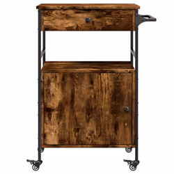 vidaXL Kitchen Trolley Rolling Cart Storage Cart Smoked Oak Engineered Wood - Additional view 8