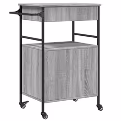 vidaXL Kitchen Trolley Rolling Cart Storage Cart Grey Sonoma Engineered Wood - Additional view 10