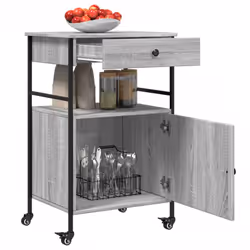 vidaXL Kitchen Trolley Rolling Cart Storage Cart Grey Sonoma Engineered Wood - Additional view 6