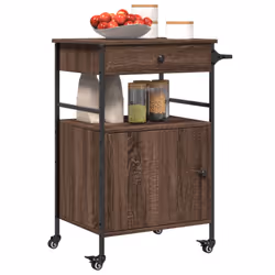 vidaXL Kitchen Trolley Rolling Cart Storage Cart Brown Oak Engineered Wood - Additional view 5