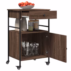 vidaXL Kitchen Trolley Rolling Cart Storage Cart Brown Oak Engineered Wood - Additional view 6