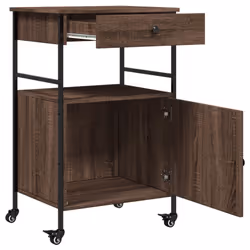 vidaXL Kitchen Trolley Rolling Cart Storage Cart Brown Oak Engineered Wood - Additional view 7