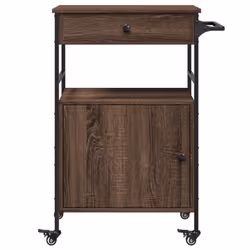 vidaXL Kitchen Trolley Rolling Cart Storage Cart Brown Oak Engineered Wood - Additional view 8