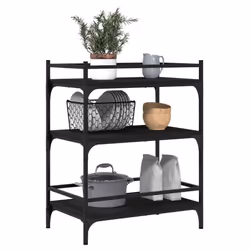 vidaXL Kitchen Trolley Rolling Cart Storage Cart Trolley Black Engineered Wood - Additional view 4