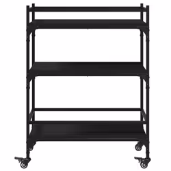 vidaXL Kitchen Trolley Rolling Cart Storage Cart Trolley Black Engineered Wood - Additional view 6