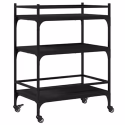 vidaXL Kitchen Trolley Rolling Cart Storage Cart Trolley Black Engineered Wood - Additional view 8
