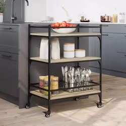 vidaXL Kitchen Trolley Rolling Cart Storage Cart Sonoma Oak Engineered Wood