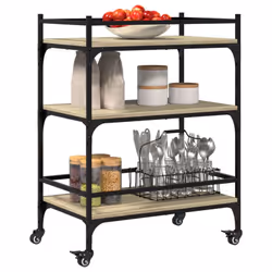 vidaXL Kitchen Trolley Rolling Cart Storage Cart Sonoma Oak Engineered Wood - Additional view 5