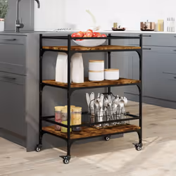 vidaXL Kitchen Trolley Rolling Cart Storage Cart Smoked Oak Engineered Wood - Additional view 2