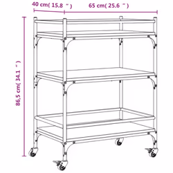 vidaXL Kitchen Trolley Rolling Cart Storage Cart Smoked Oak Engineered Wood - Additional view 3