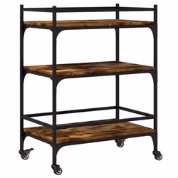 vidaXL Kitchen Trolley Rolling Cart Storage Cart Smoked Oak Engineered Wood - Additional view 8