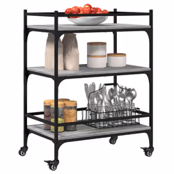 vidaXL Kitchen Trolley Rolling Cart Storage Cart Grey Sonoma Engineered Wood - Additional view 5