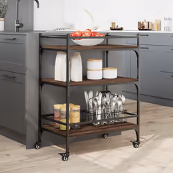 vidaXL Kitchen Trolley Rolling Cart Storage Cart Brown Oak Engineered Wood
