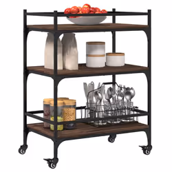 vidaXL Kitchen Trolley Rolling Cart Storage Cart Brown Oak Engineered Wood - Additional view 5