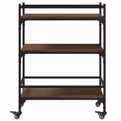 vidaXL Kitchen Trolley Rolling Cart Storage Cart Brown Oak Engineered Wood - Additional view 6