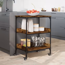 vidaXL Kitchen Trolley Rolling Cart Storage Cart Smoked Oak Engineered Wood