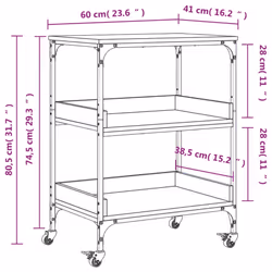 vidaXL Kitchen Trolley Rolling Cart Storage Cart Smoked Oak Engineered Wood