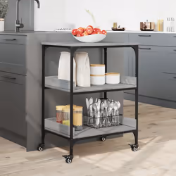vidaXL Kitchen Trolley Rolling Cart Storage Cart Grey Sonoma Engineered Wood - Additional view 2