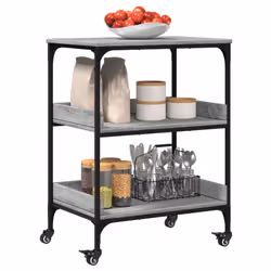 vidaXL Kitchen Trolley Rolling Cart Storage Cart Grey Sonoma Engineered Wood - Additional view 4