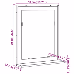 vidaXL Bathroom Mirror with Shelf Bath Wall Mirror Smoked Oak Engineered Wood