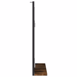 vidaXL Bathroom Mirror with Shelf Bath Wall Mirror Smoked Oak Engineered Wood - Additional view 4