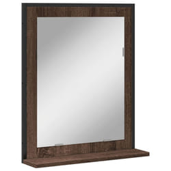 vidaXL Bathroom Mirror with Shelf Bath Wall Mirror Brown Oak Engineered Wood