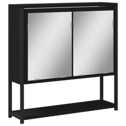 vidaXL Bathroom Mirror Cabinet Wall Cabinet Cupboard Black Engineered Wood