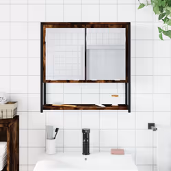 vidaXL Bathroom Mirror Cabinet Wall Mounted Cabinet Smoked Oak Engineered Wood