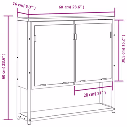 vidaXL Bathroom Mirror Cabinet Wall Mounted Cabinet Smoked Oak Engineered Wood