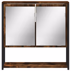 vidaXL Bathroom Mirror Cabinet Wall Mounted Cabinet Smoked Oak Engineered Wood - Additional view 4
